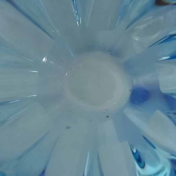 Art Glass Flower Bowl. Asymmetrical Decorative Blue Bowl, Blue Ombre - Picture 4 of 7